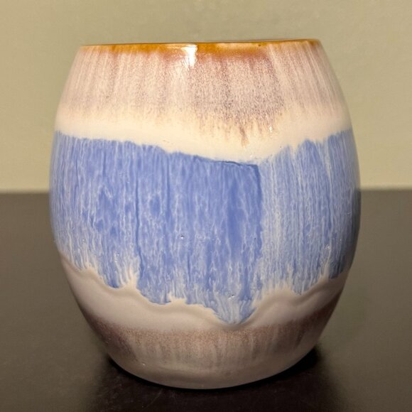 MY CAFE Handcrafted Barrel-Shaped Jumbo Drip Glaze Mug in Blue, Gray & White - Picture 7 of 16